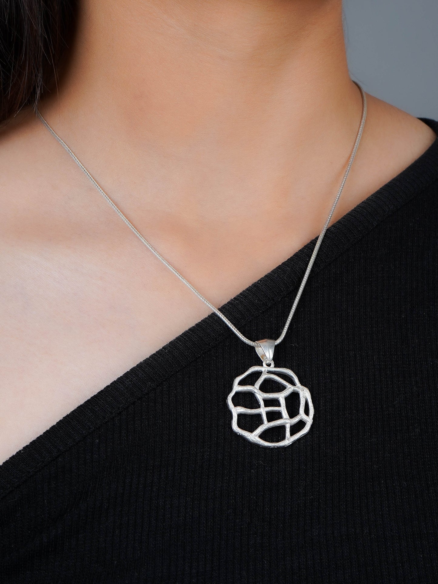 Abstract Matt Silver Pendant