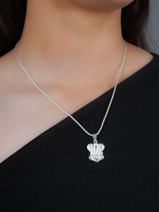 Silver Ganesha Pendant With Chain