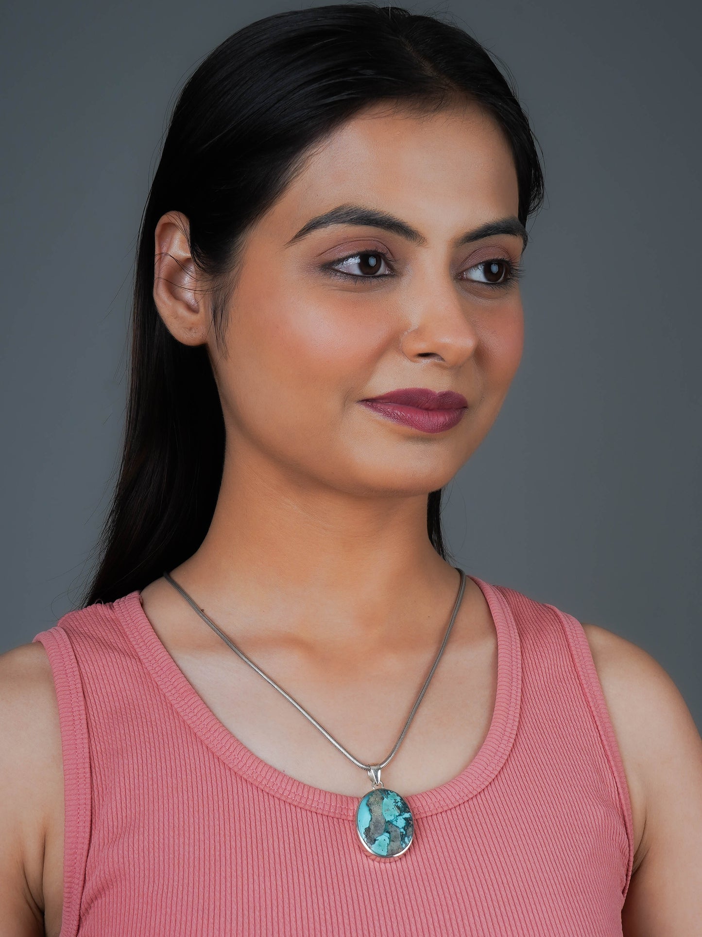 Unique Chrysocolla Silver Pendant