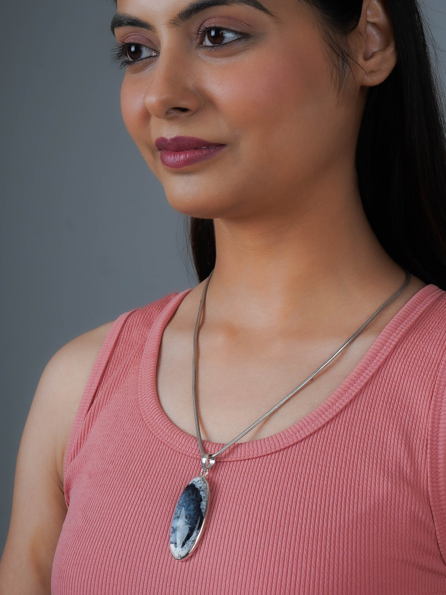 Dendrite Opal Silver Pendant