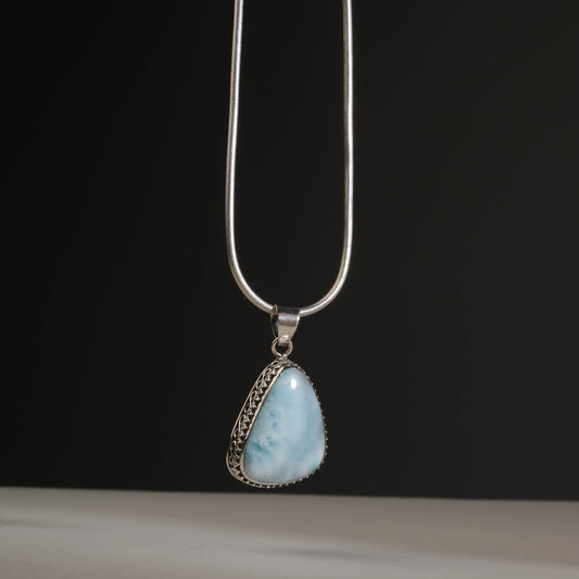 Larimar Triangle Silver Pendant