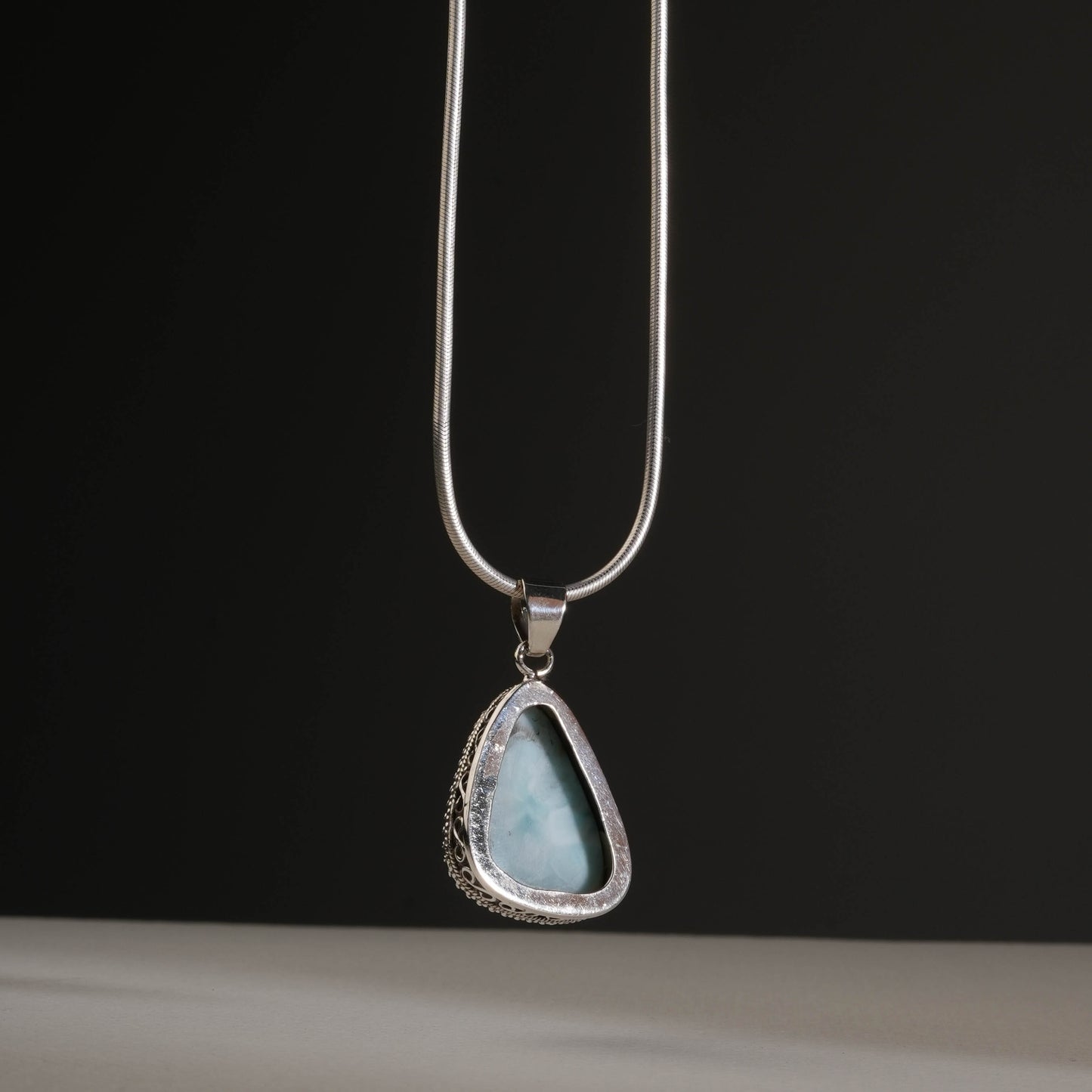 Larimar Triangle Silver Pendant