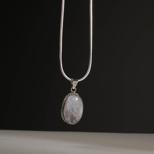 Lunar Grace: Moonstone Oval Pendant Necklace