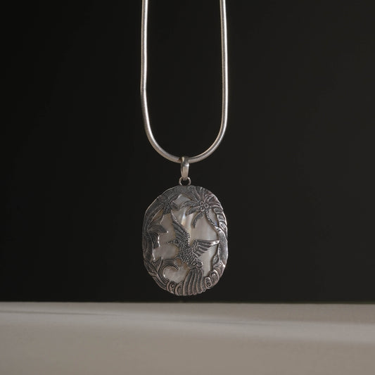 Harmony Mother Of Pearl Silver Bird Pendant