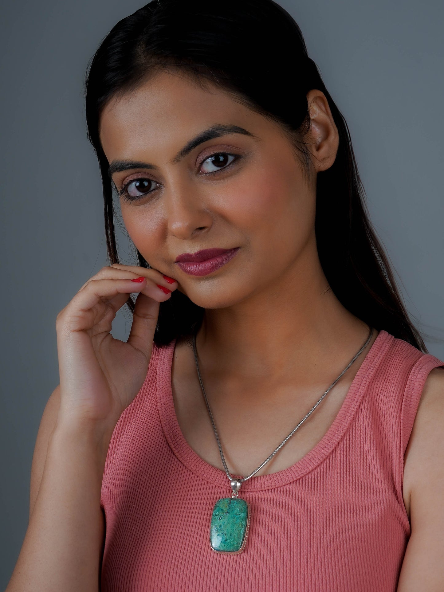 Tranquil Blue Chrysocolla Silver Pendant