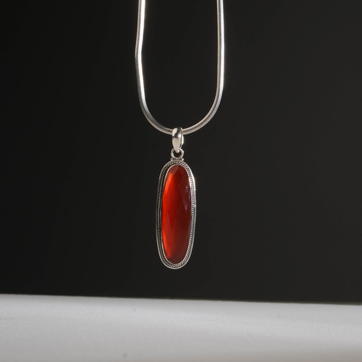 Teardrop Carnelian Silver Pendant