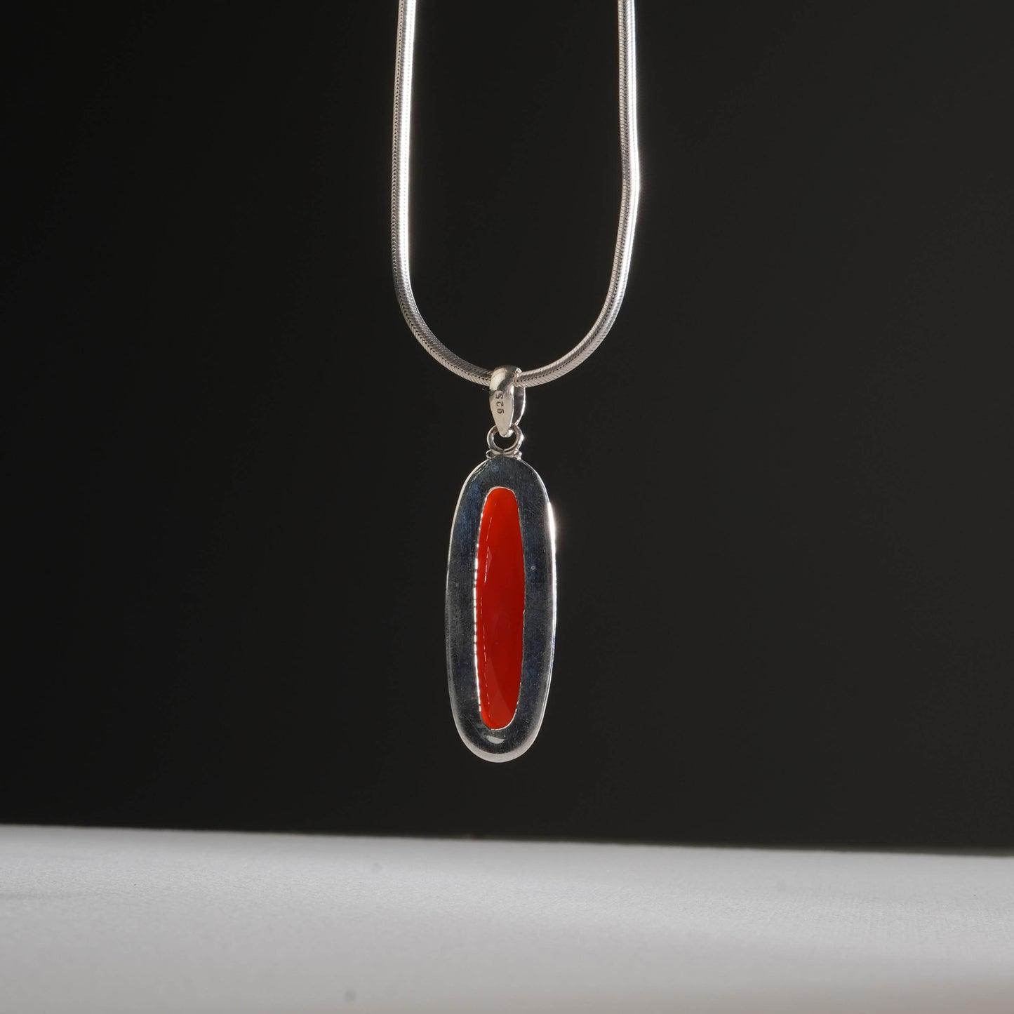 Teardrop Carnelian Silver Pendant