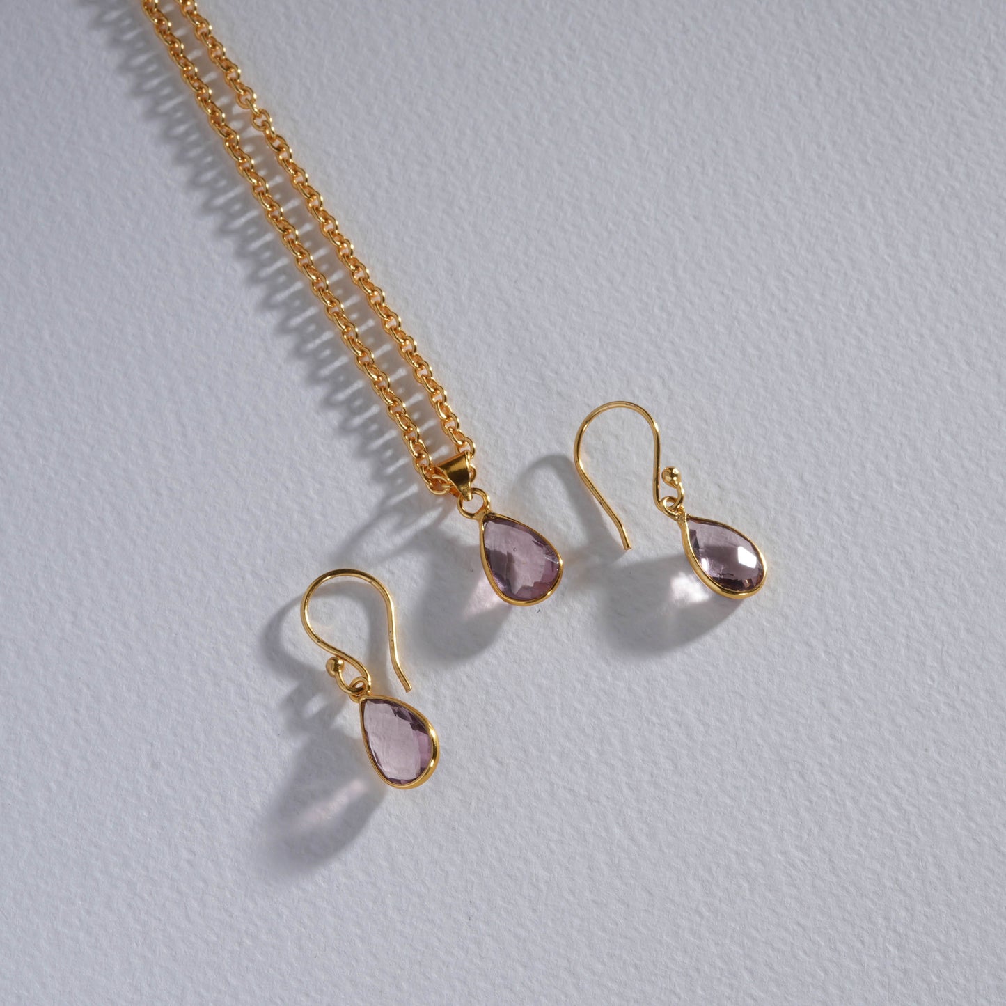 Rose Quartz Minimal Pendant Set