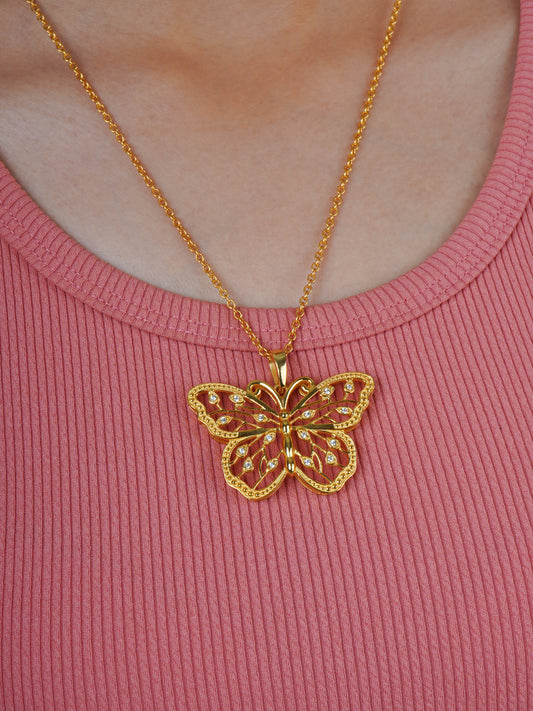 Beautiful Wings Gold-plated Butterfly Pendant Necklace