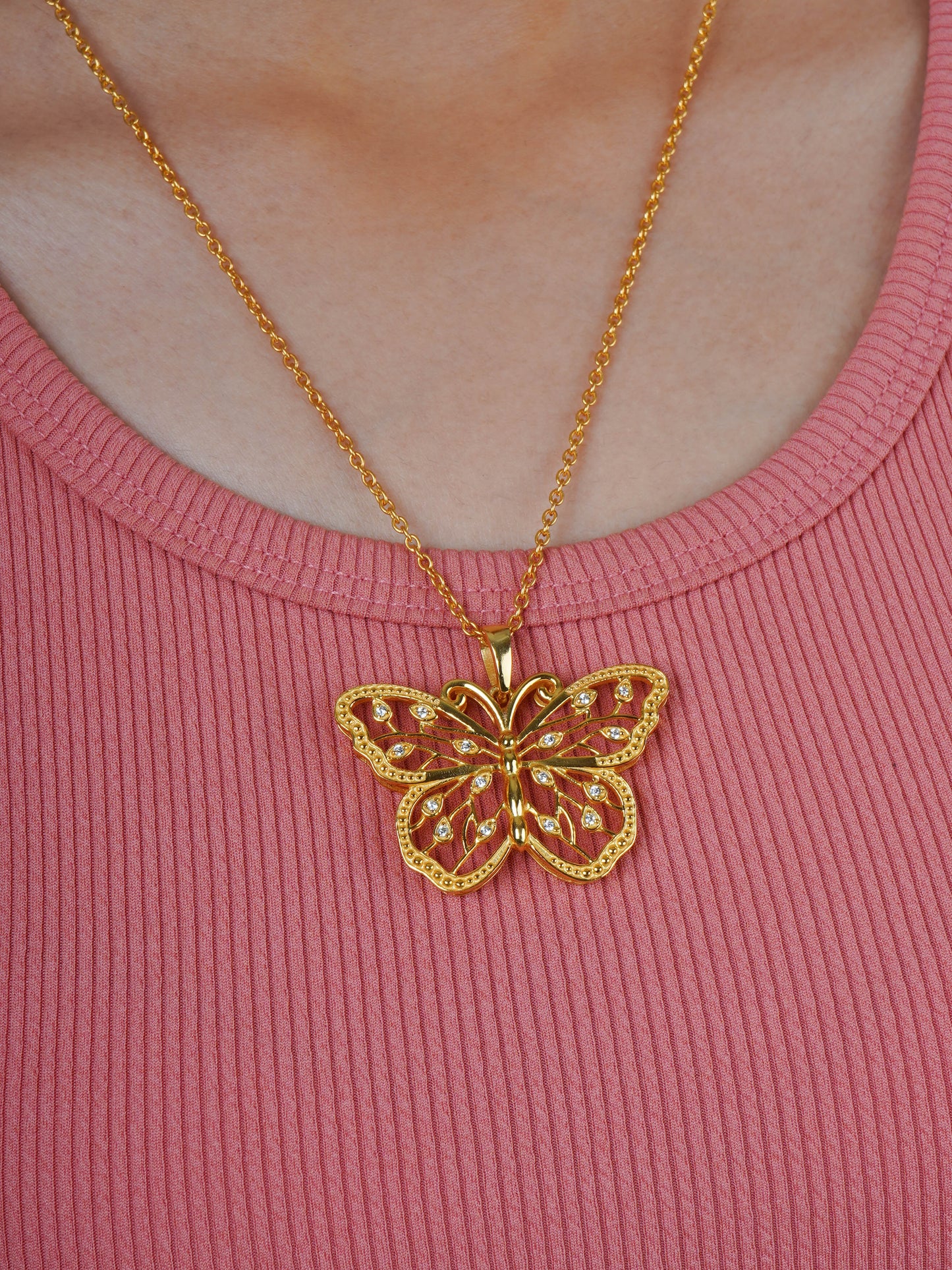 Beautiful Wings Gold Plated Butterfly Necklace Set