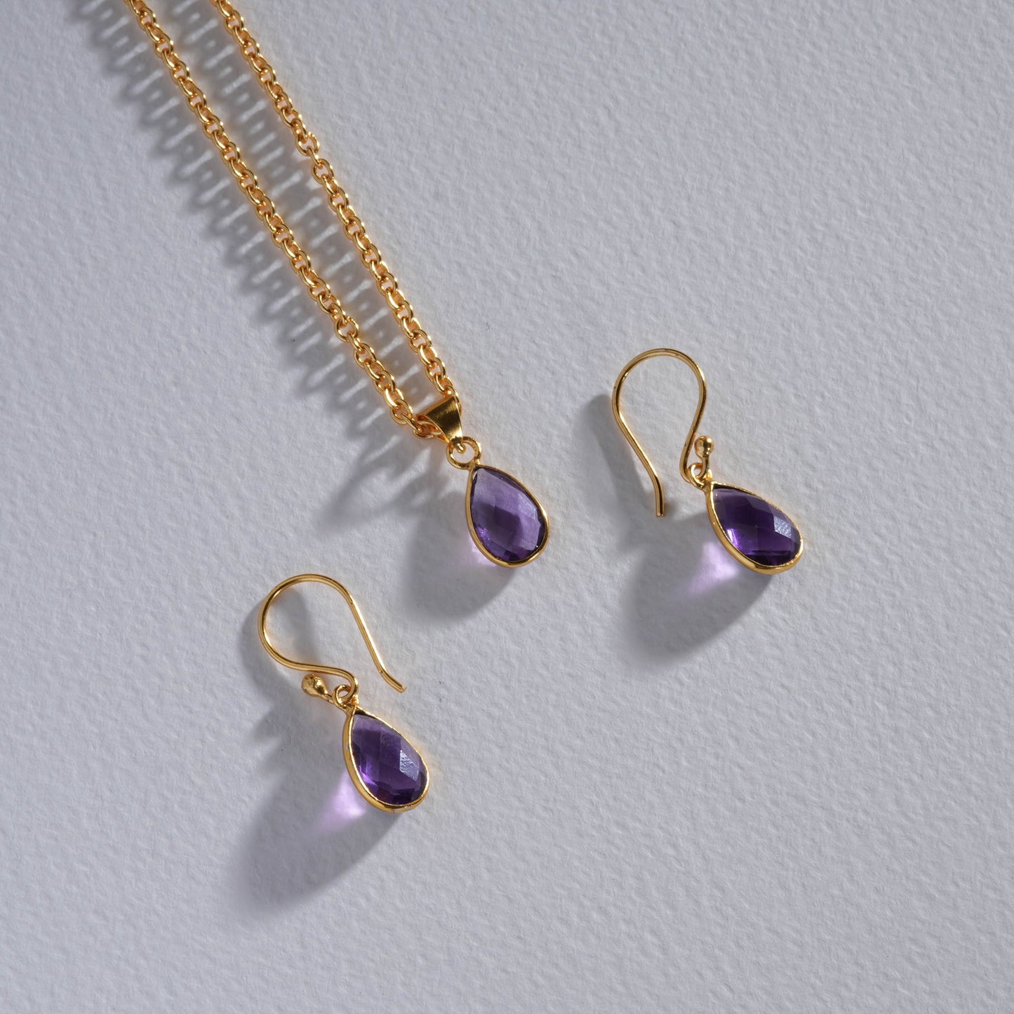 Minimal Amethyst Pendant Set