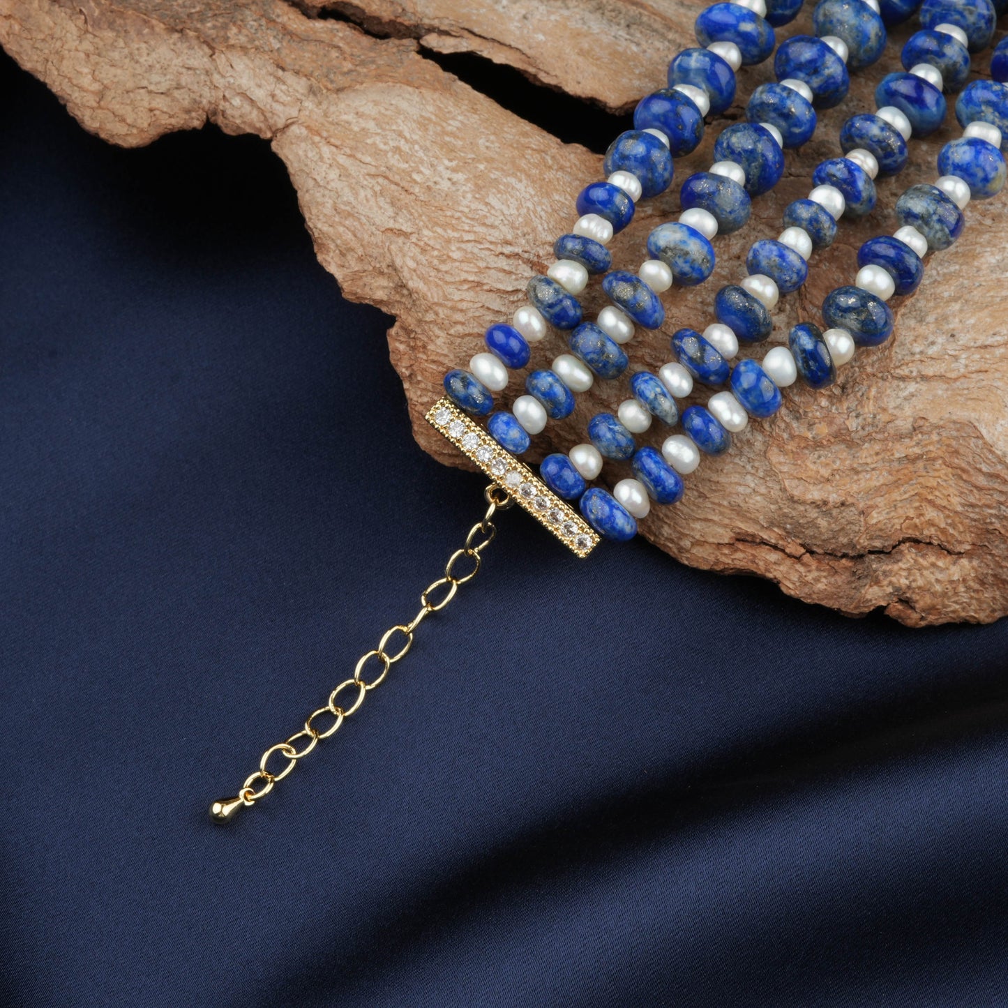 Lapis Lazuli Pearl Golden Luxe Bracelet