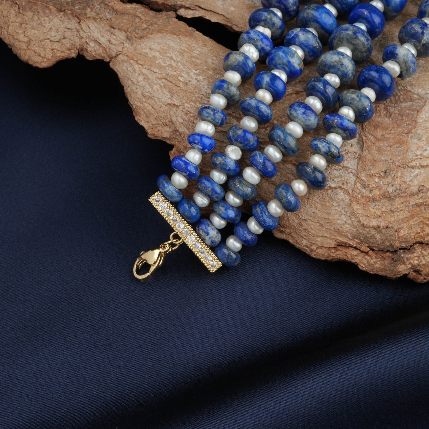 Lapis Lazuli Pearl Golden Luxe Bracelet