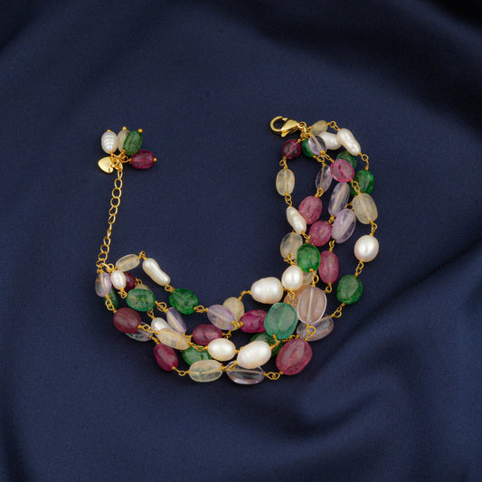 Multi Stone Pearl Bracelet