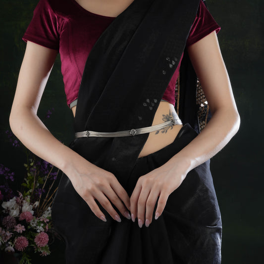 Multilayered Silver Waist Belt