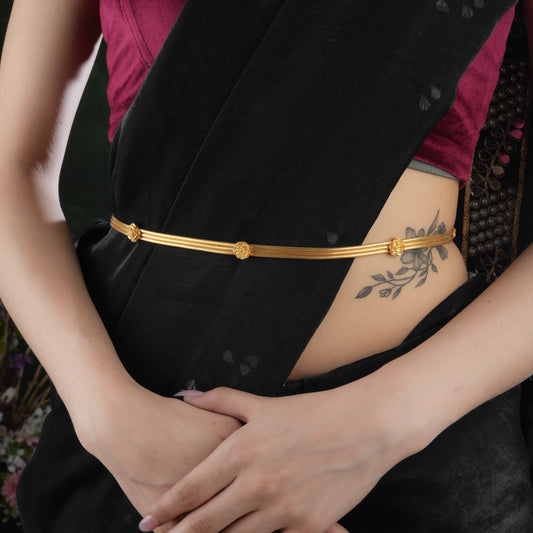Rose Multi Layered Gold Plated Silver Waistband