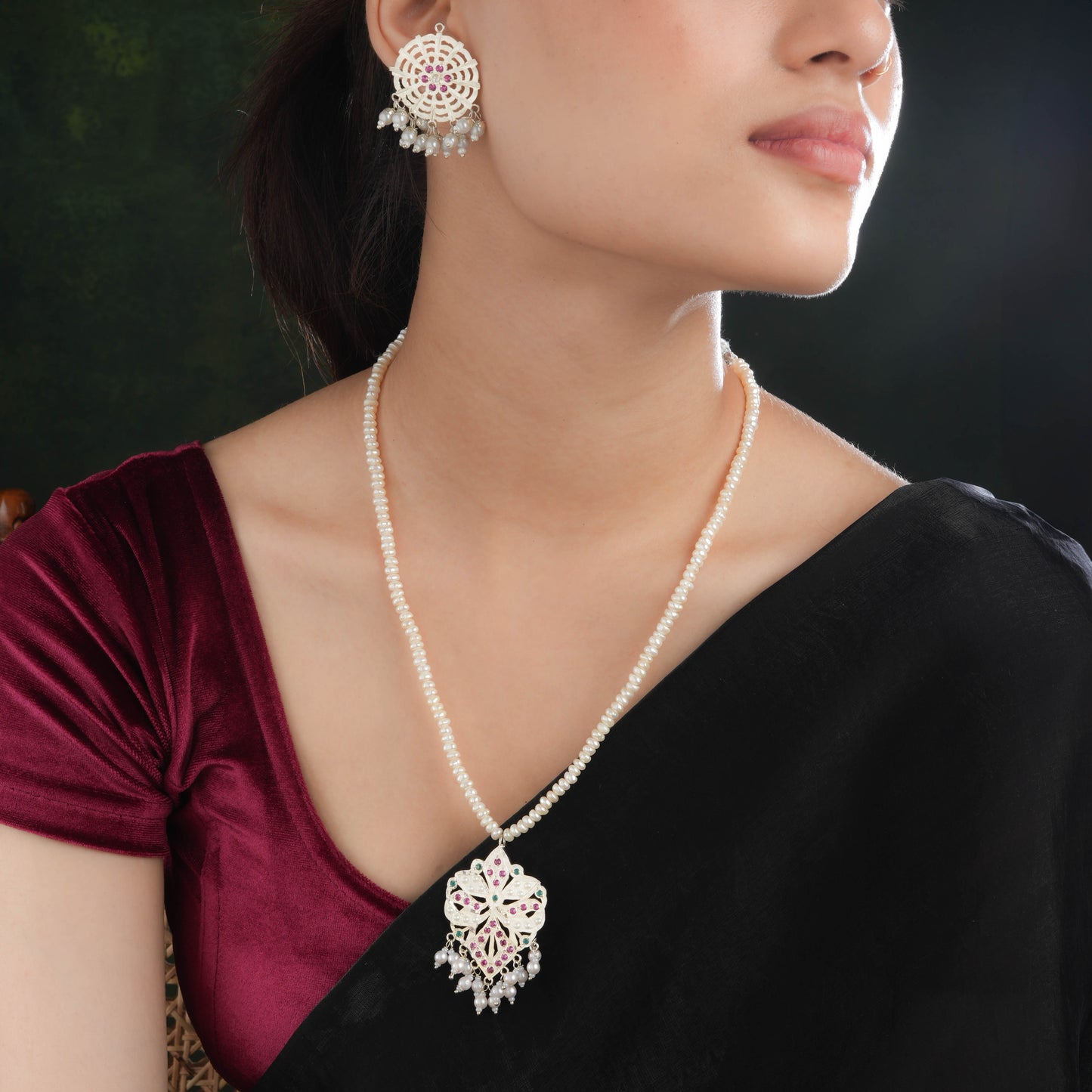 Arshia Purani Dilli Silver Necklace Set