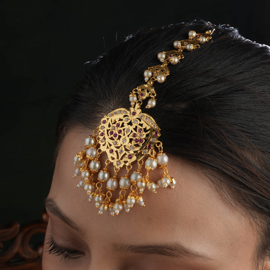 Mahira Gold Plated Silver Maang Tikka