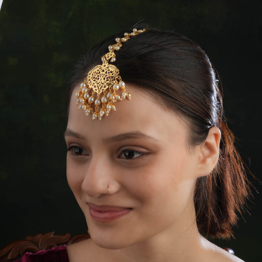 Mahira Gold Plated Silver Maang Tikka