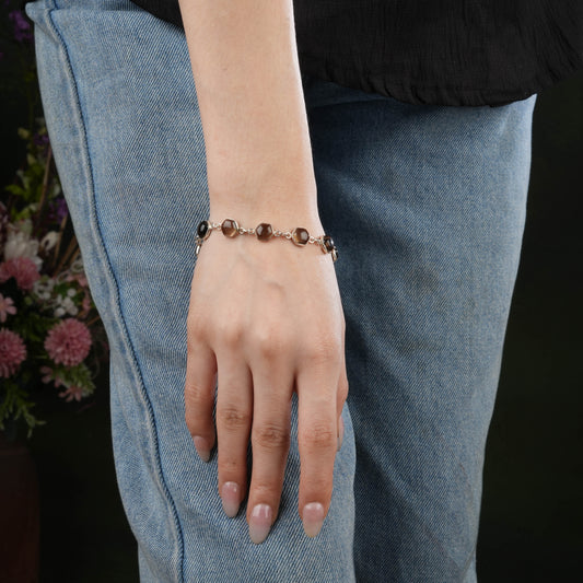 Smoky Quartz And Silver Bracelet