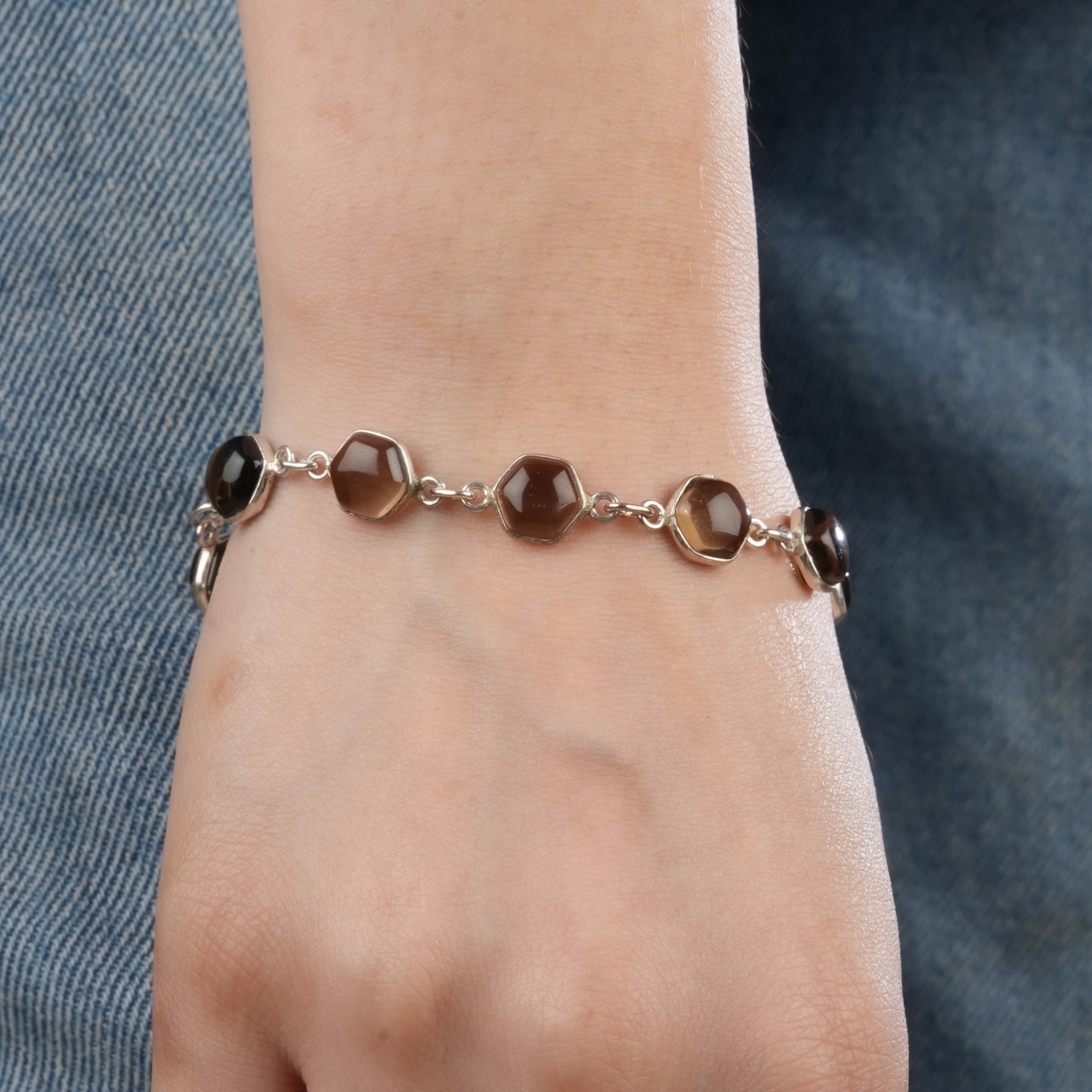 Smoky Quartz And Silver Bracelet