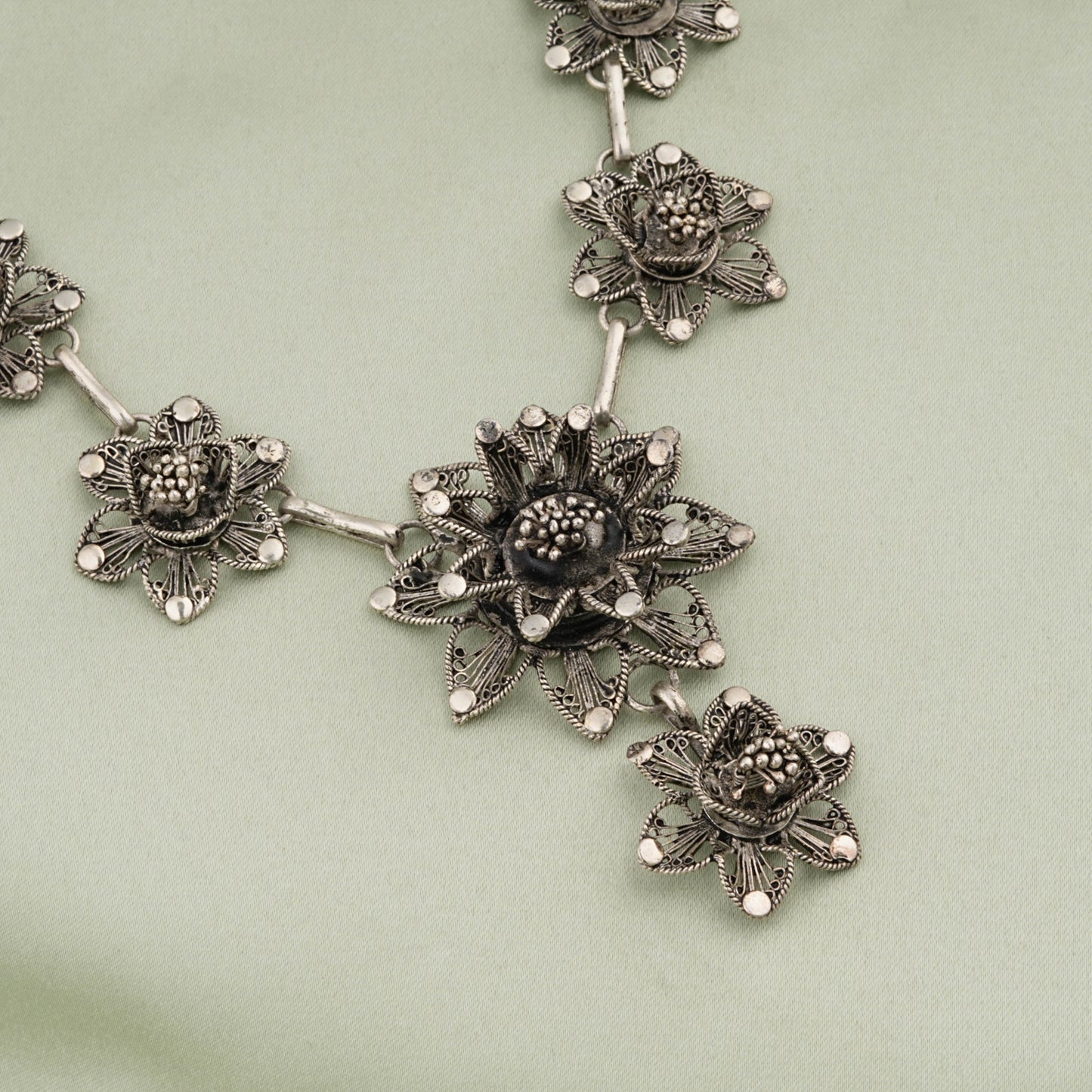 Silver Lotus Filigree Necklace