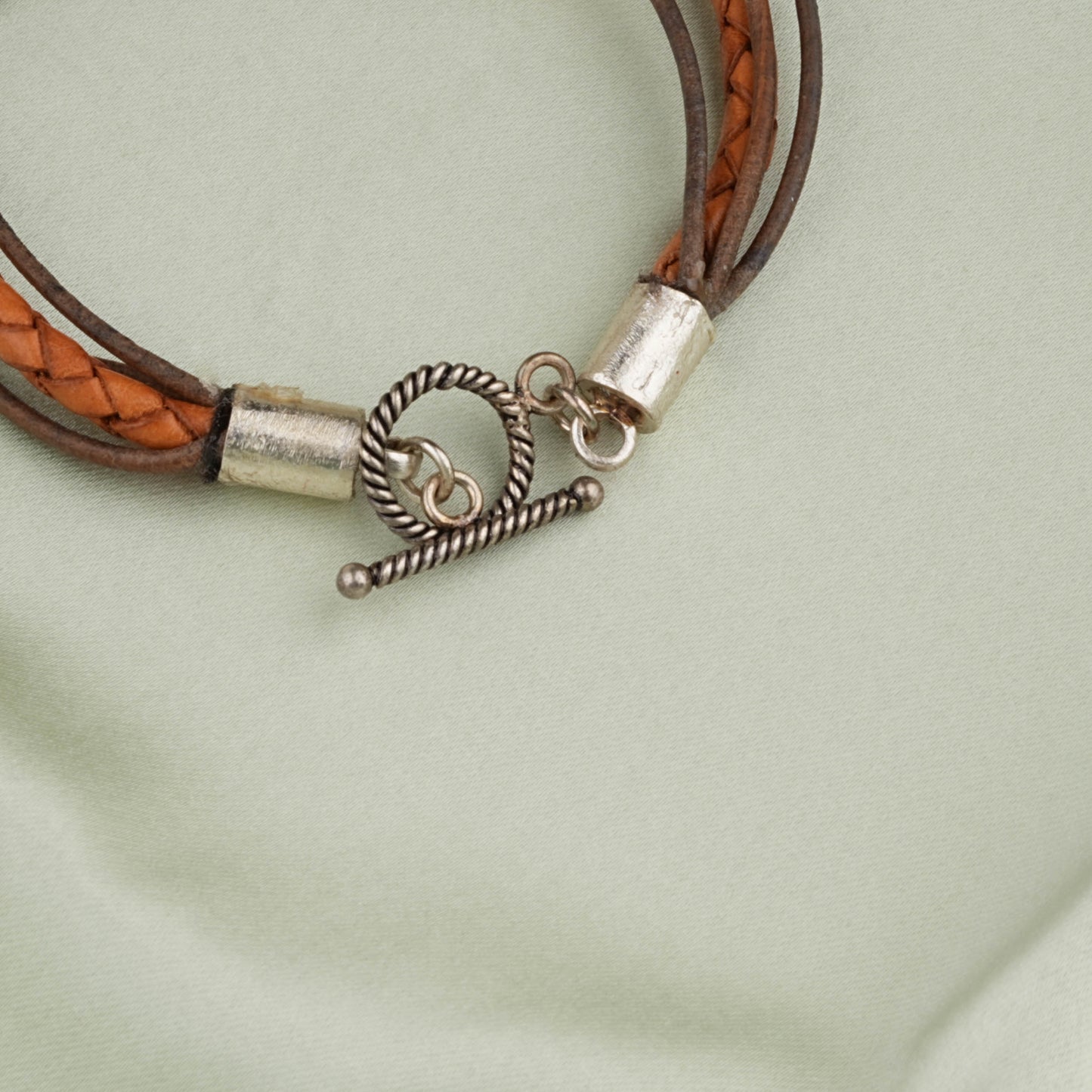 Boho Bliss Braided Leather Silver Bracelet