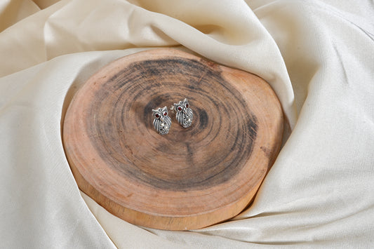 Vintage Wisdom Sterling Silver Marcasite Owl Earrings