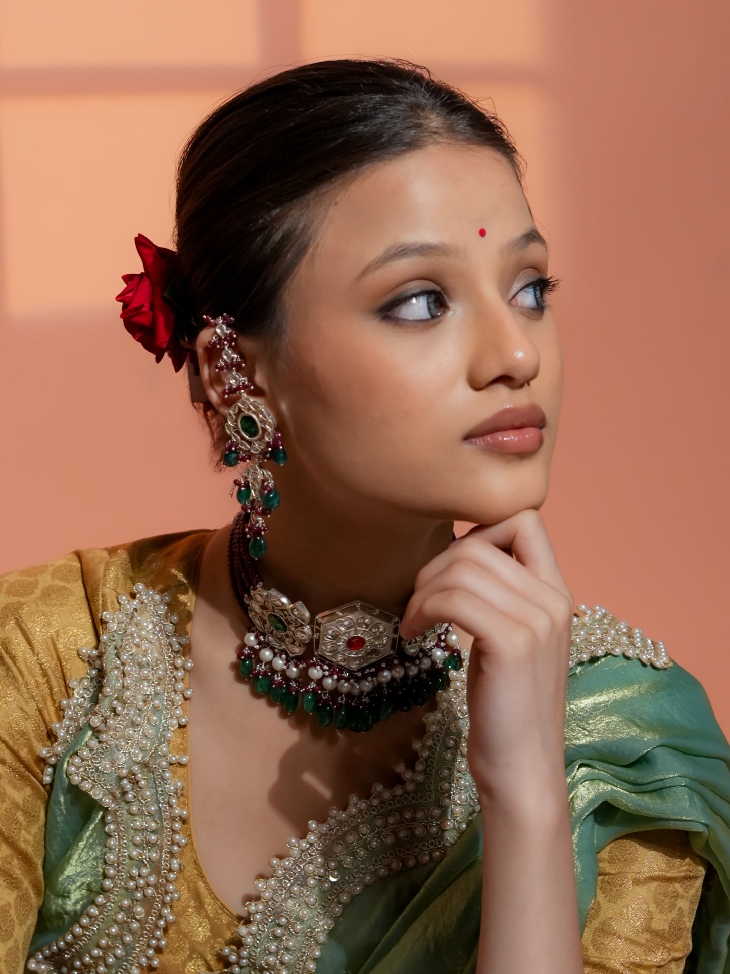 Silver Kundan Designer Choker Set