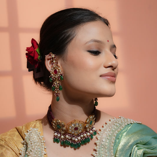 Ethnic Kundan Gold-Plated Silver Necklace