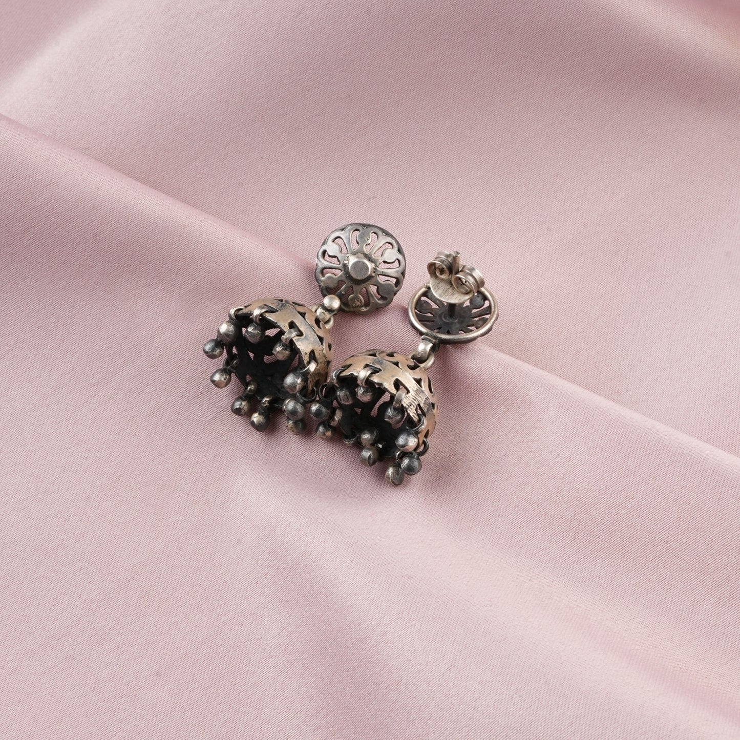 Hibiscus Silver Jharokha Jhumki