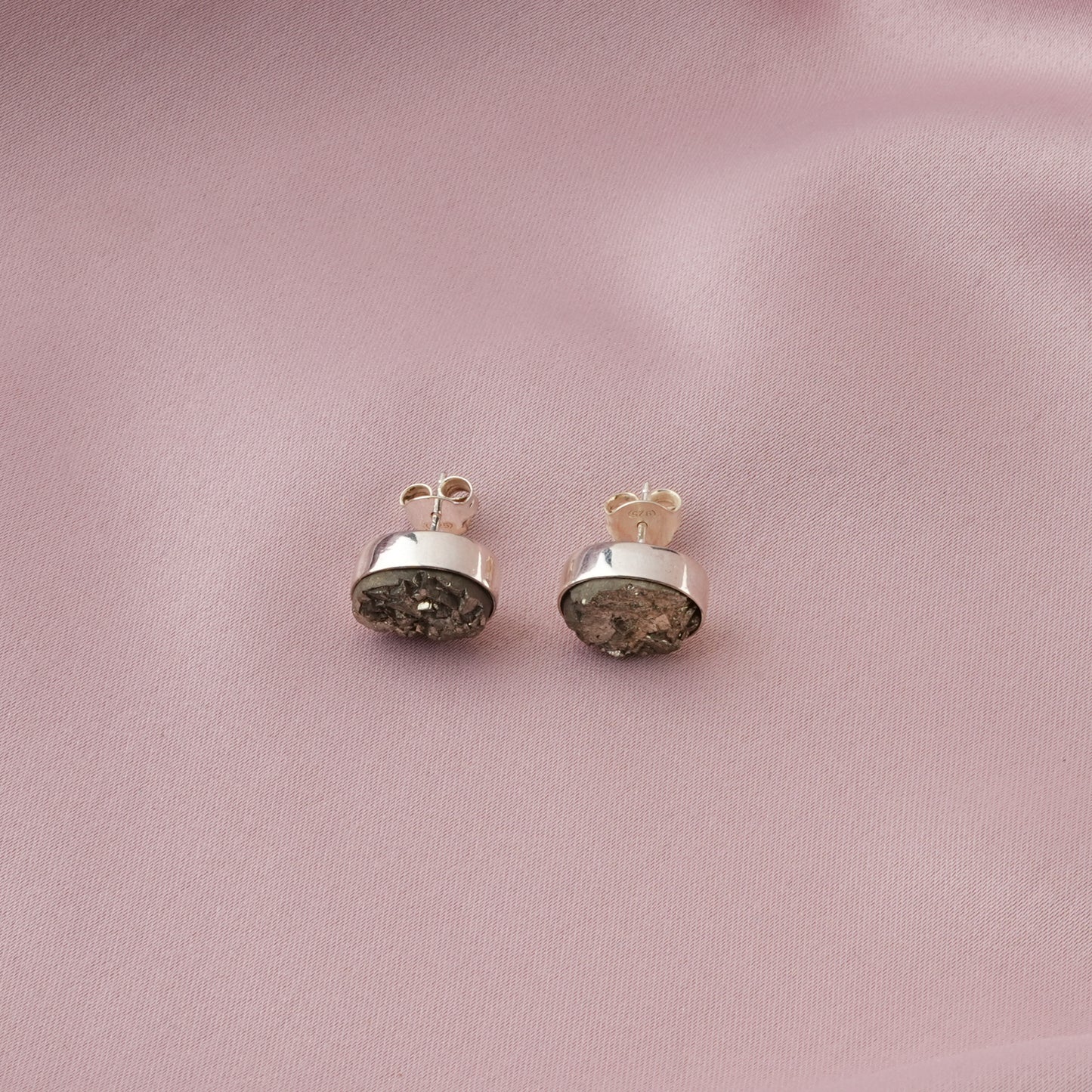 Silver Pyrite Studs