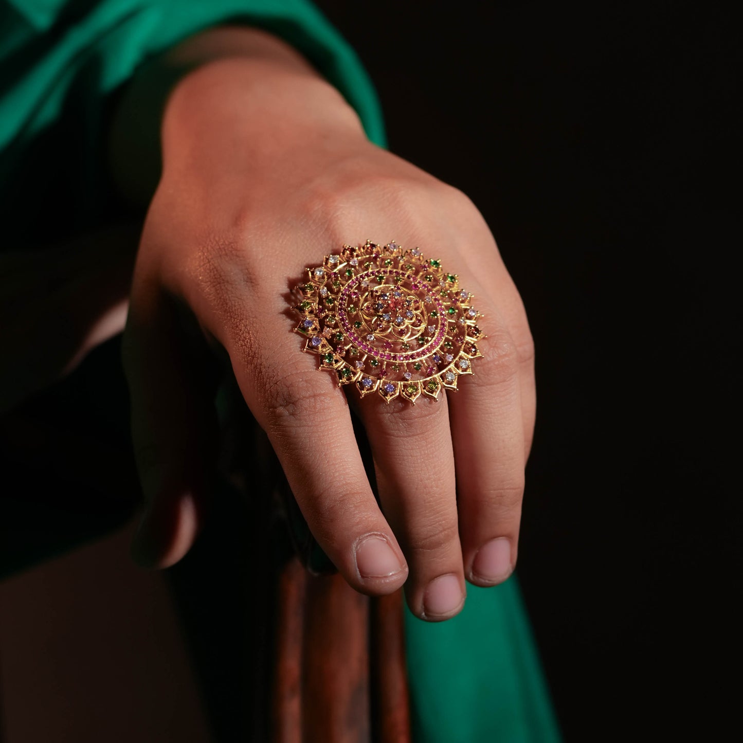 Heera Panna Ring (Big)