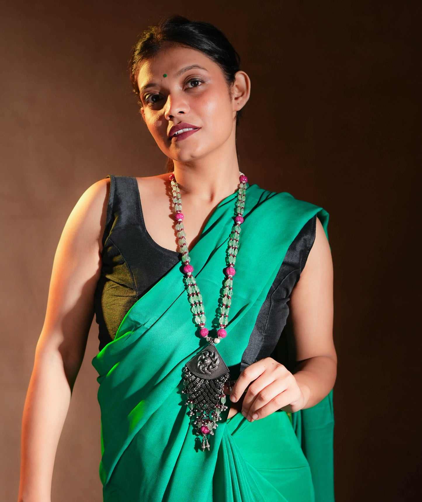 Sham-e-Rang Silver Pendant Designer Necklace