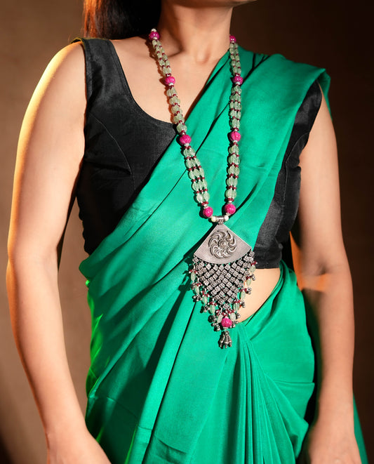 Sham-e-Rang Silver Pendant Designer Necklace