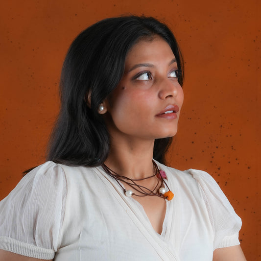 Bohem Multilayer Freshwater Pearl And Leather Necklace