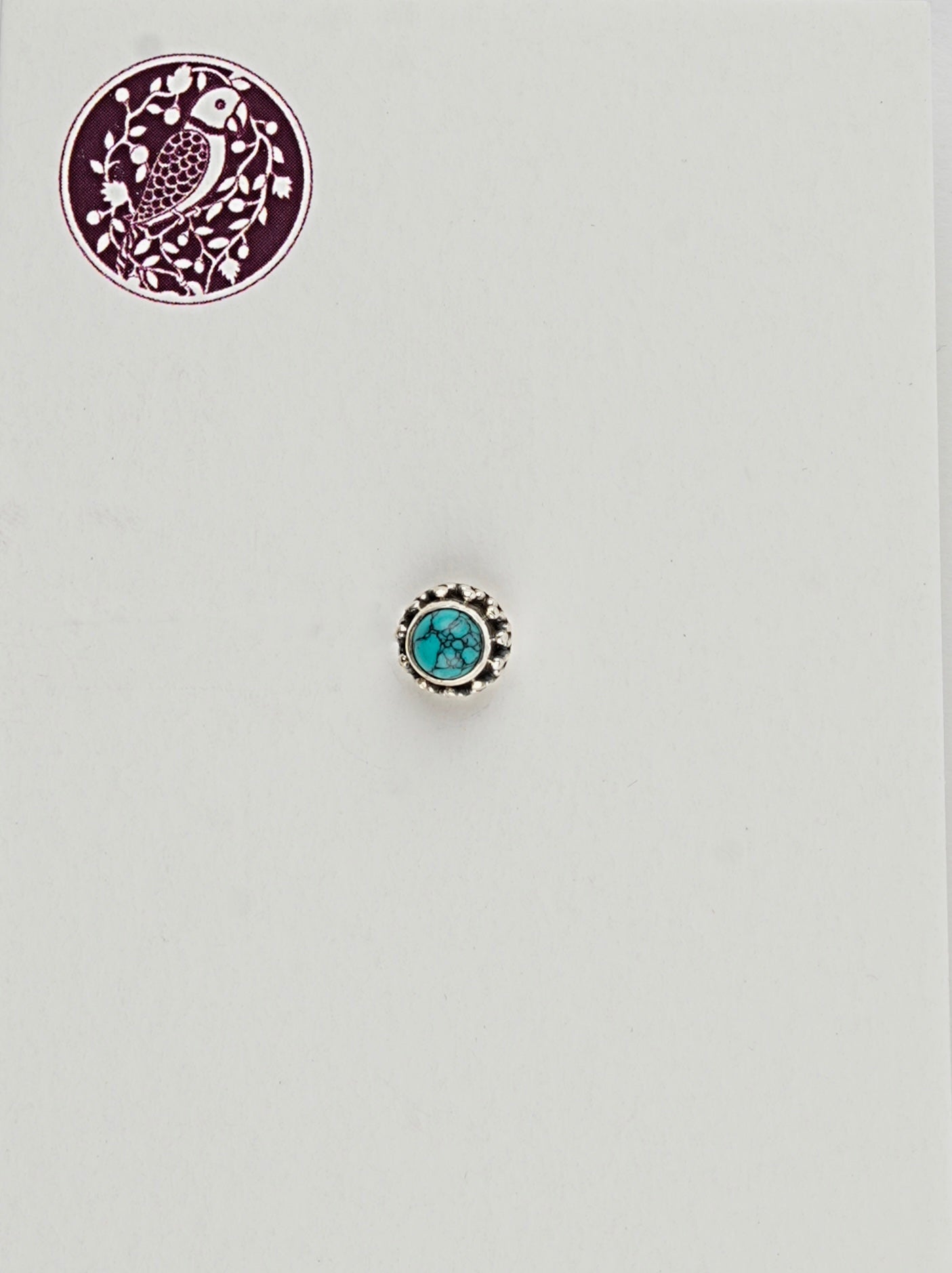 Azure Gleam Silver Turquoise Nose Pin