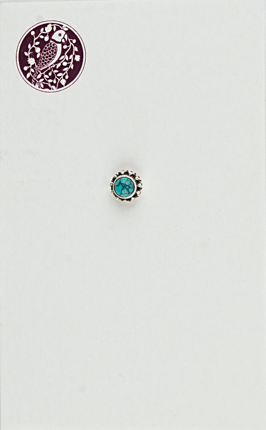 Azure Gleam Silver Turquoise Nose Pin