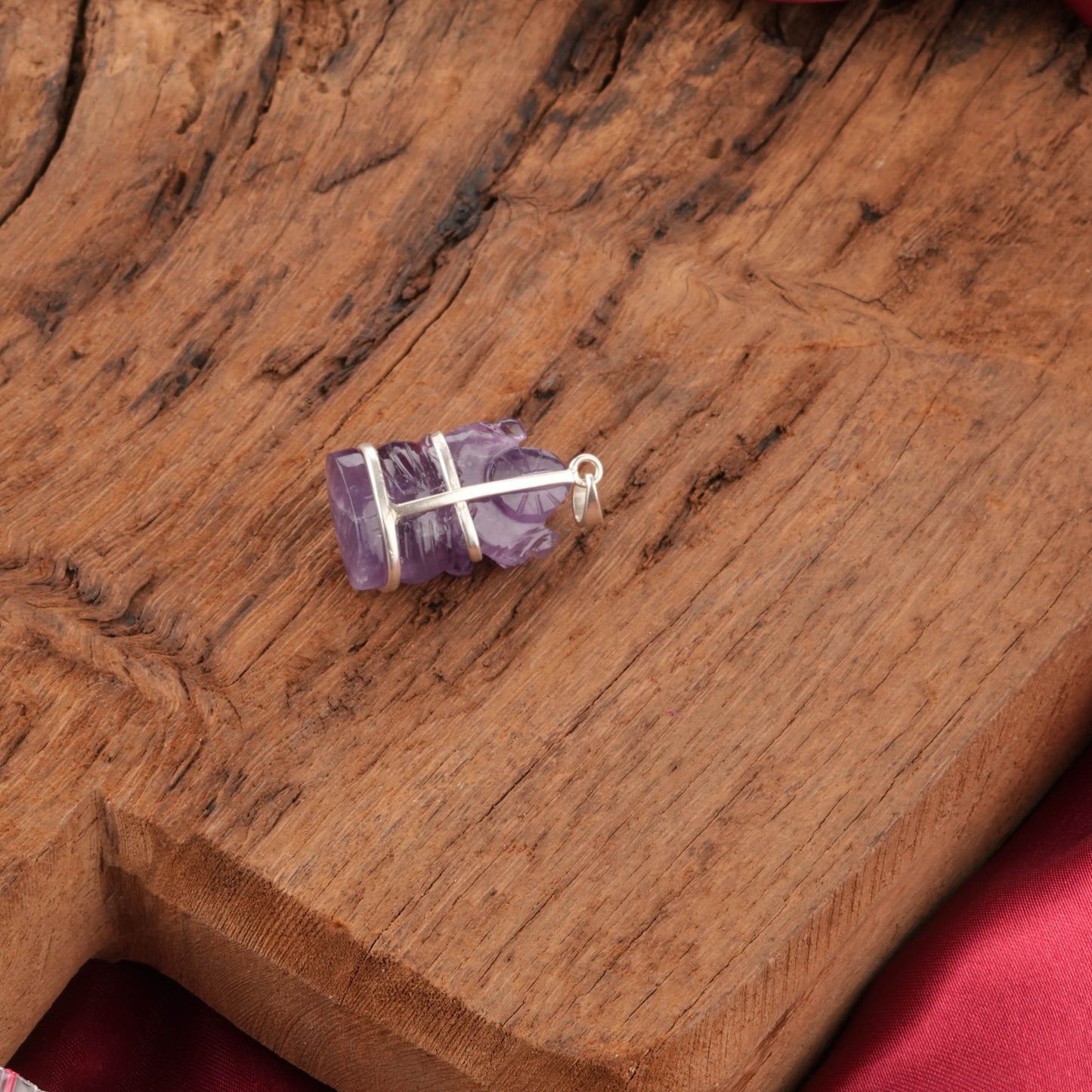 Amethyst Lord Ganesha Silver Pendant