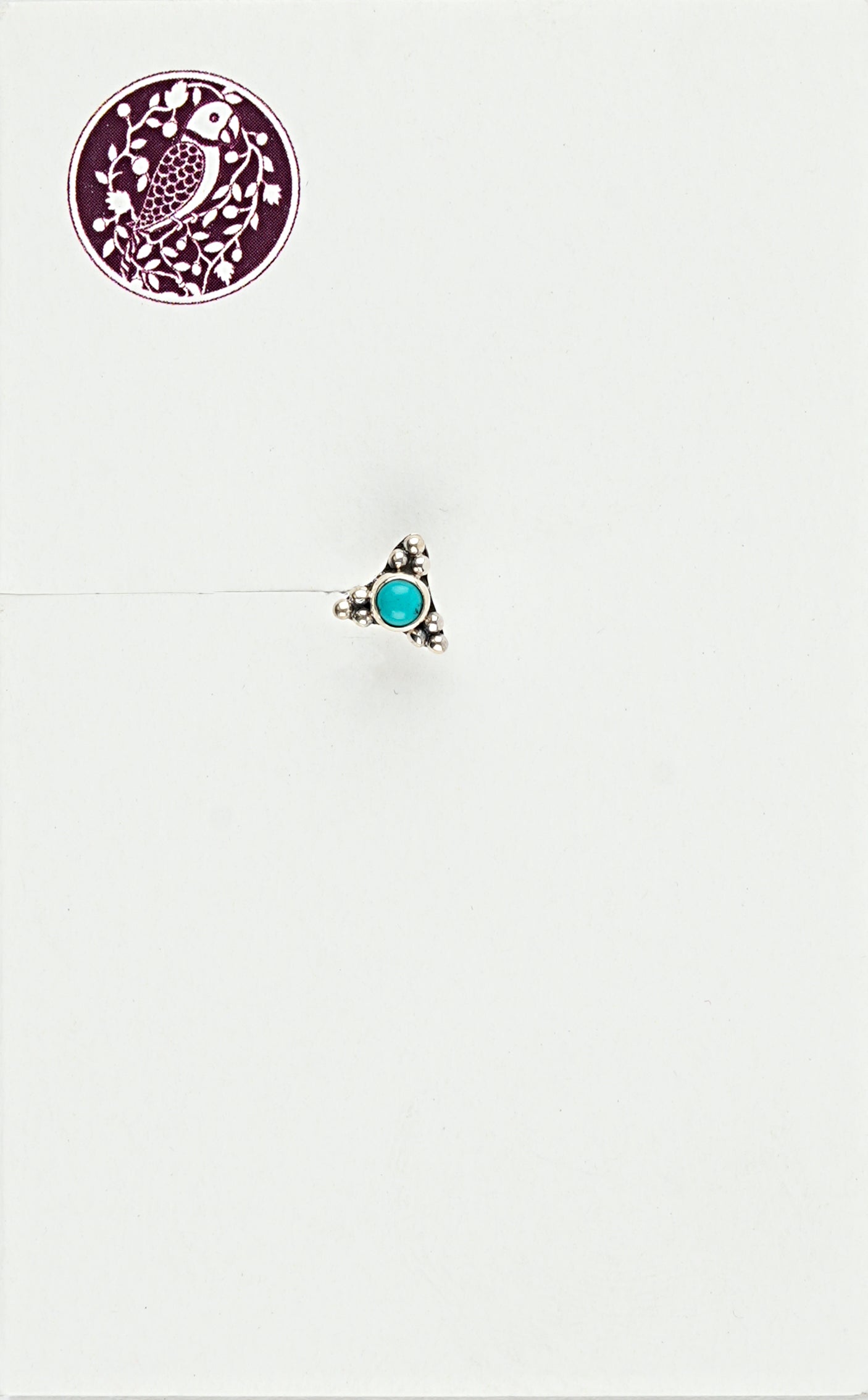 Turquoise Triangle Silver Nose Pin