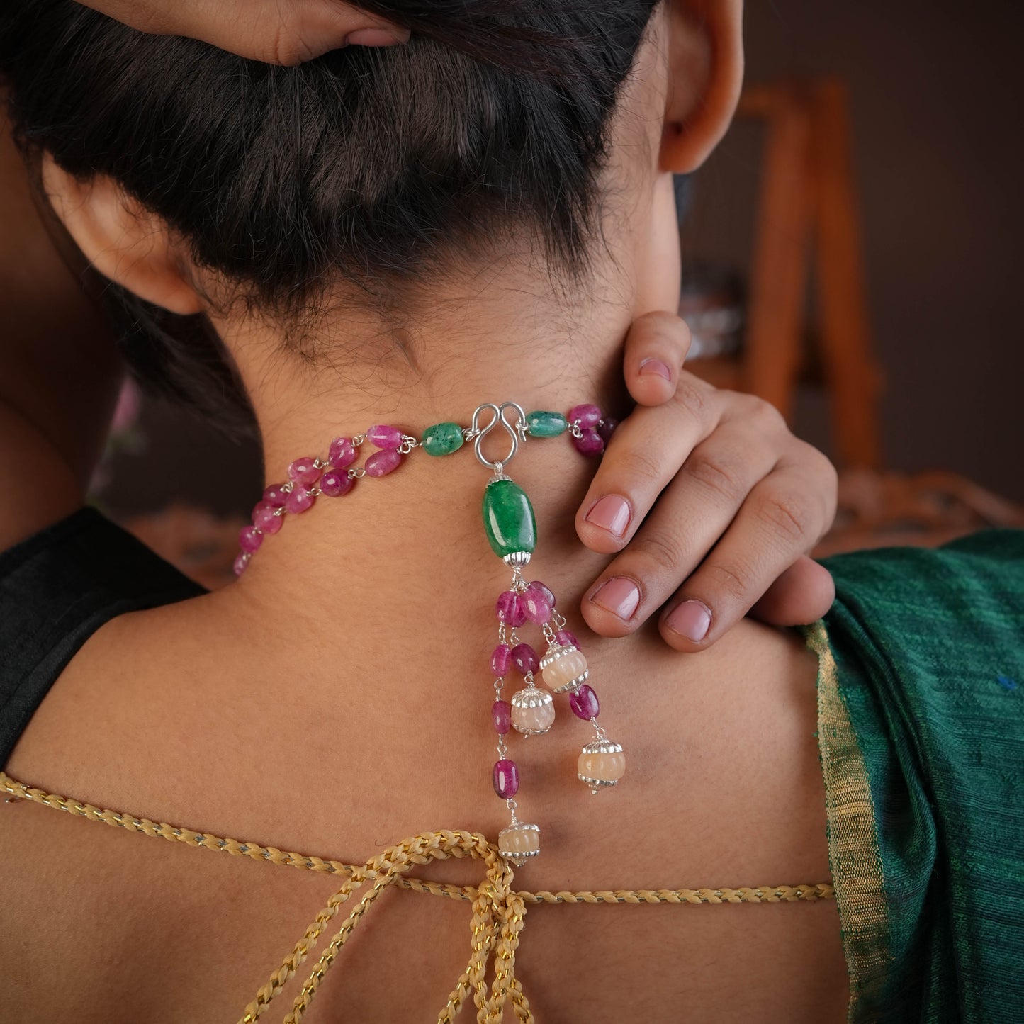 Mor Mahal Totapari Silver Designer Necklace