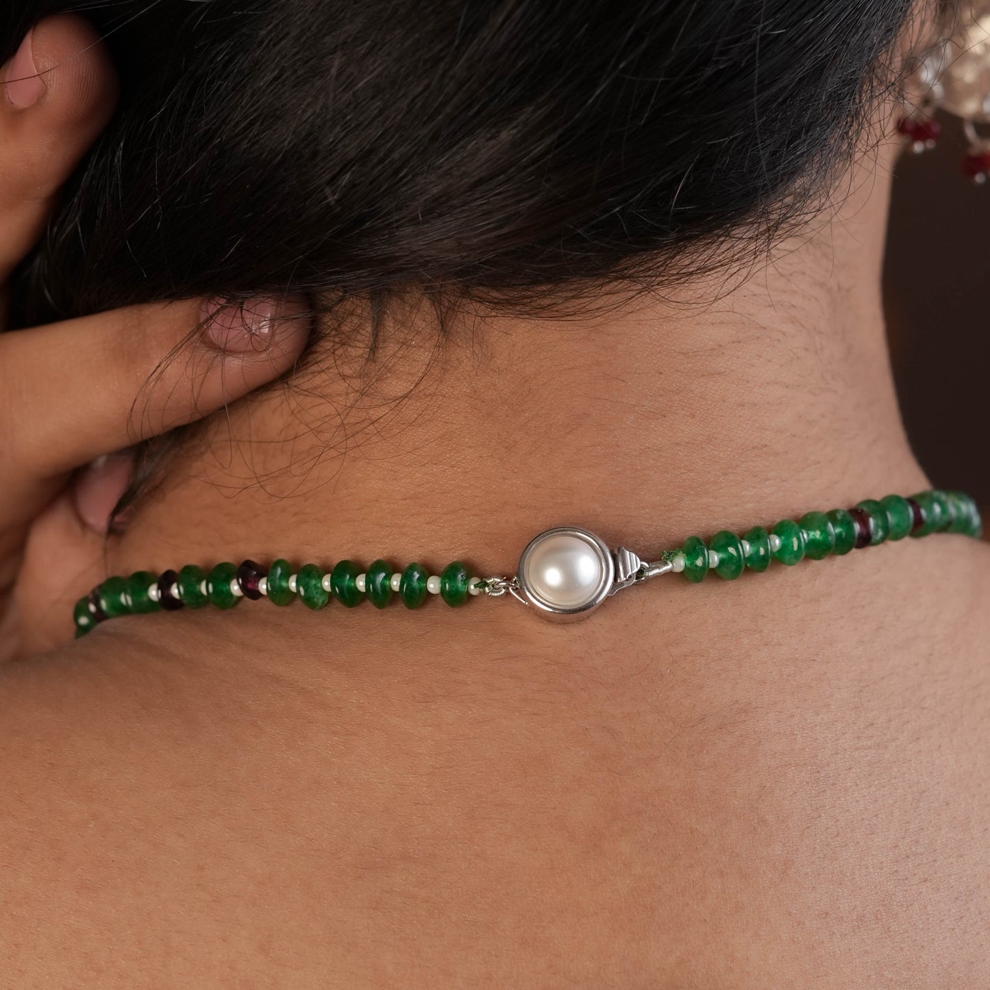 Hand Painted Enamelled Silver Necklace Set