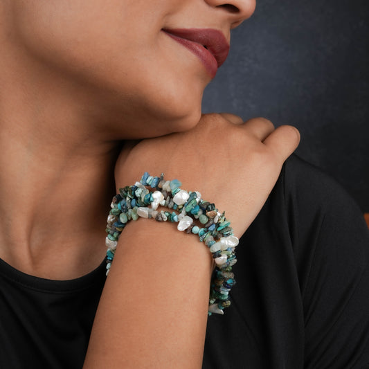 Freshwater Pearl  Chrysocolla Bracelet