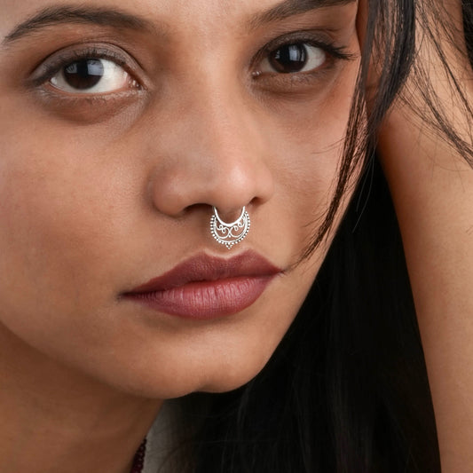 Filigree Silver Septum Ring(Non Piercing)