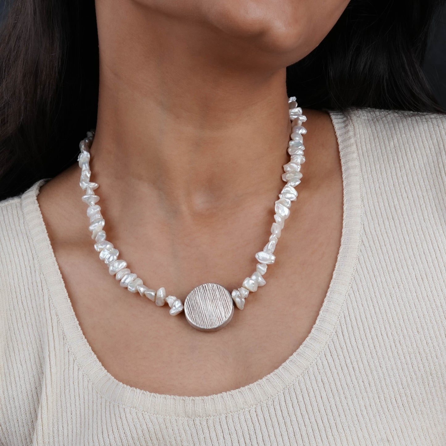 Silver Full Moon Necklace