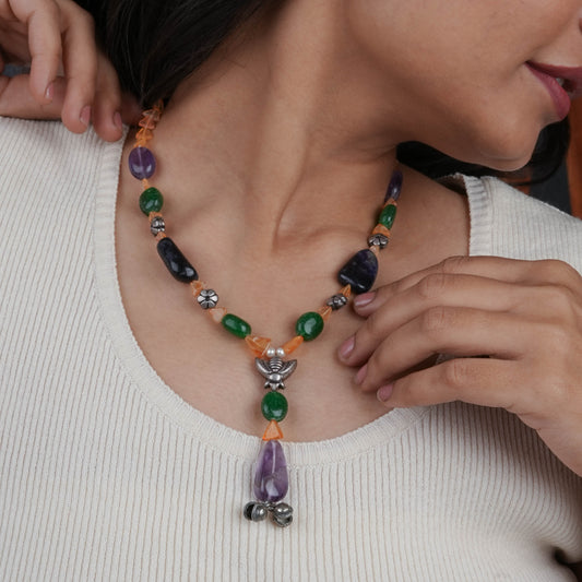 Multi Stone Silver Necklace