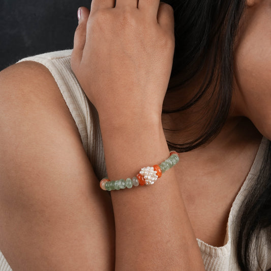 Woven Pearl Carnelian Quartz Handcrafted Bracelet