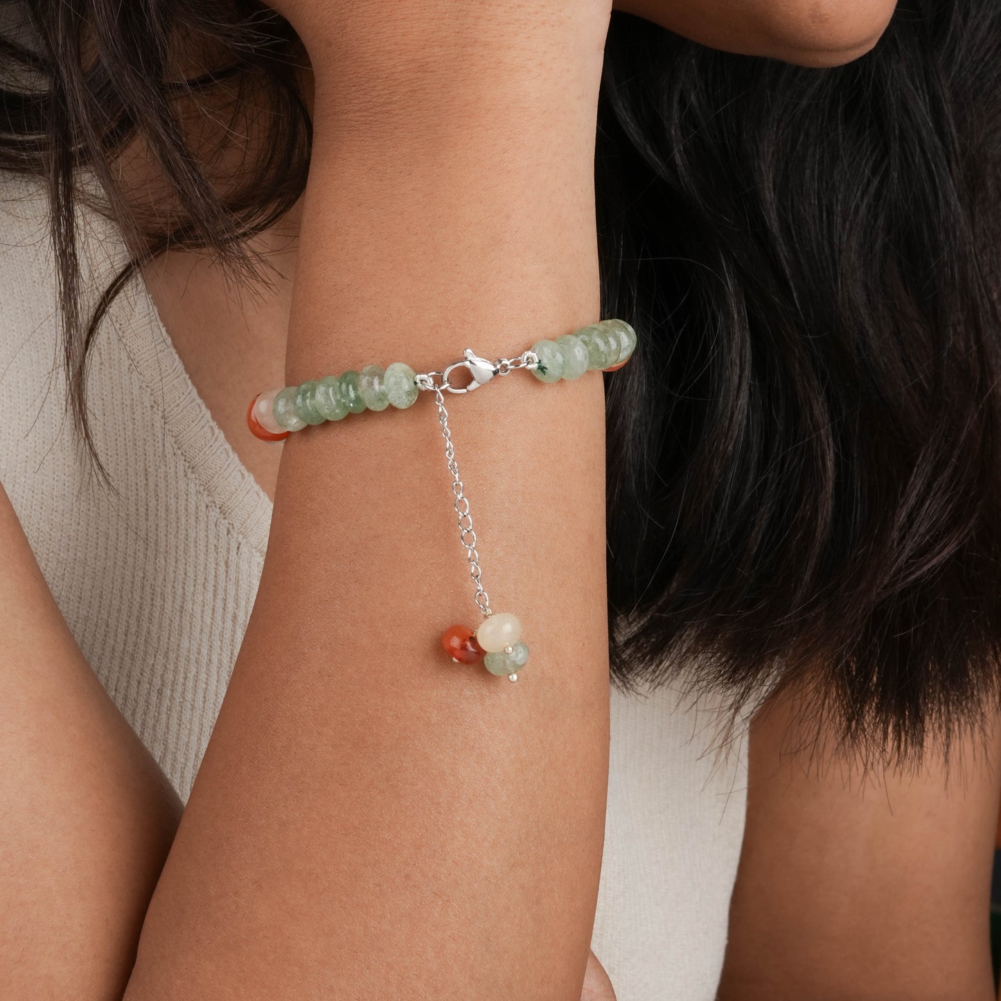 Woven Pearl Carnelian Quartz Handcrafted Bracelet