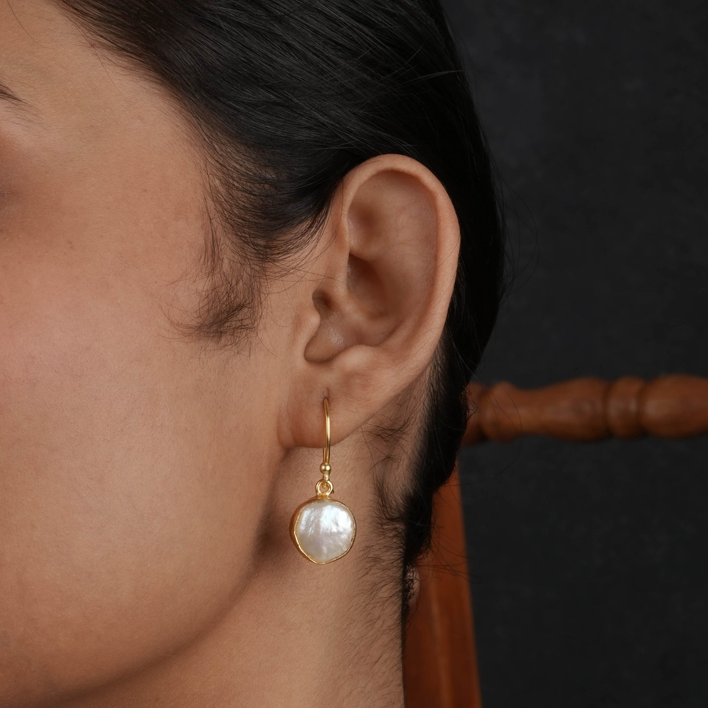 Coin Baroque Pearl Earrings