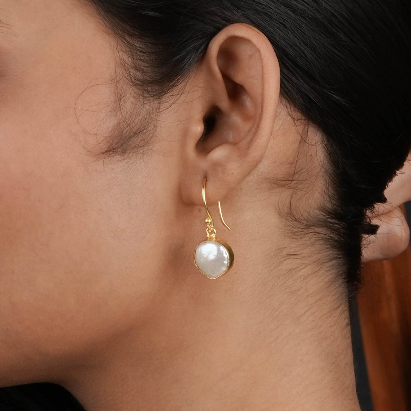 Coin Baroque Pearl Earrings